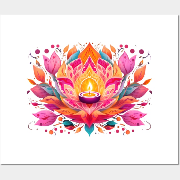 Lotus Radiance: A Diwali Celebration Wall Art by FK-UK